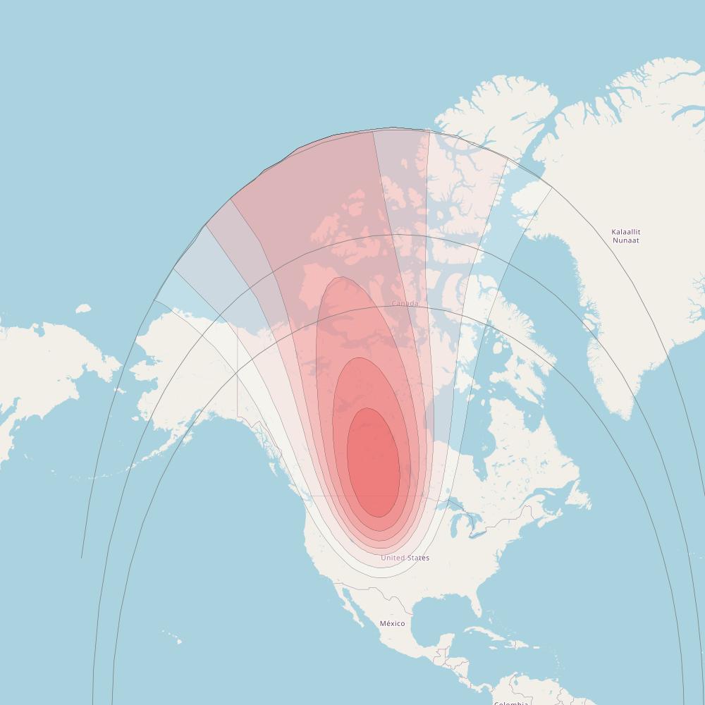 Skyterra 1 at 101° W downlink Ku-band TKU3 beam coverage map