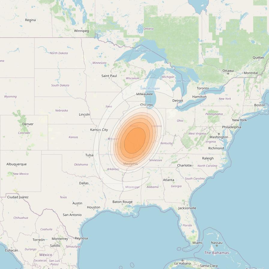 Echostar 17 at 107° W downlink Ka-band Spot U30DL beam coverage map