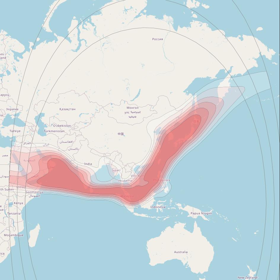 Koreasat 5A at 113° E downlink Ku-band Maritime beam coverage map