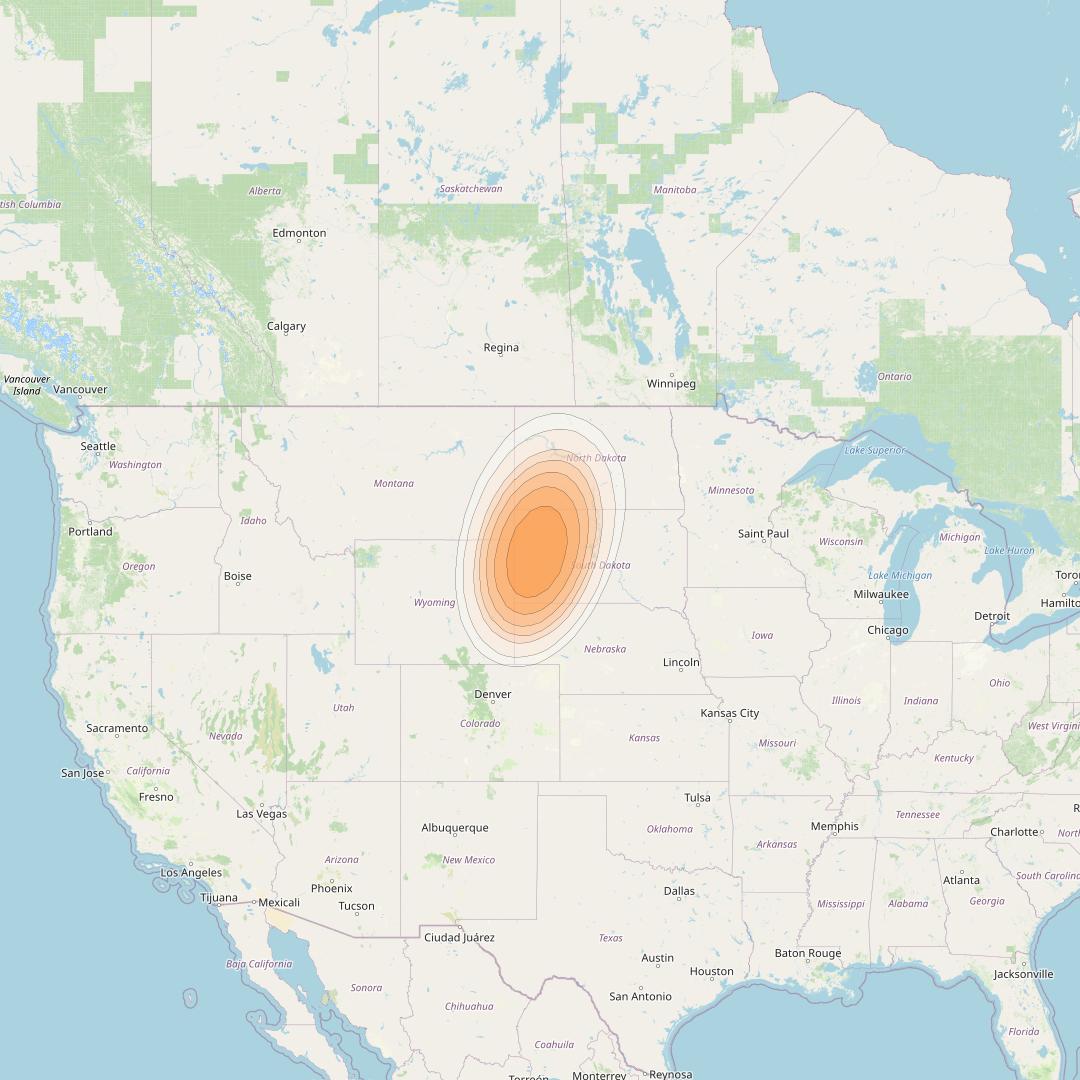 ViaSat 1 at 115° W downlink Ka-band Gateway G14DL beam coverage map