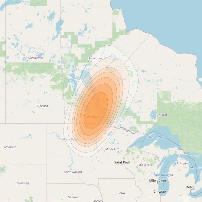 ViaSat 1 at 115° W downlink Ka-band Gateway G16DL beam coverage map