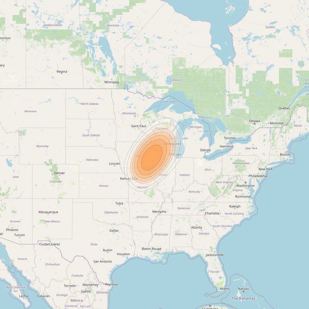 ViaSat 1 at 115° W downlink Ka-band Spot U10DL beam coverage map