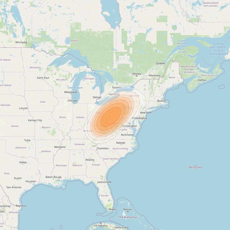 ViaSat 1 at 115° W downlink Ka-band Spot U20DR beam coverage map