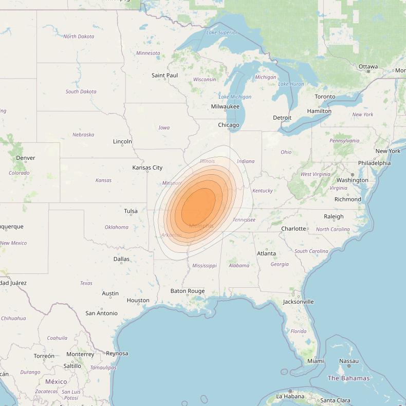 ViaSat 1 at 115° W downlink Ka-band Spot U25DL beam coverage map