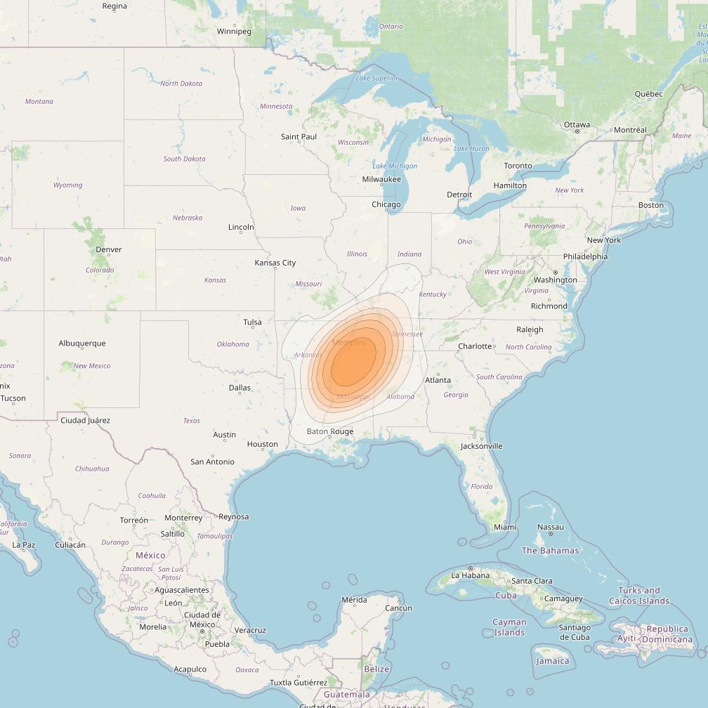 ViaSat 1 at 115° W downlink Ka-band Spot U33DR beam coverage map