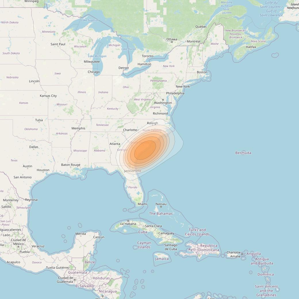 ViaSat 1 at 115° W downlink Ka-band Spot U44DL beam coverage map