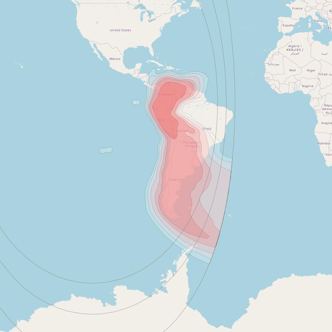 Eutelsat 115 West B at 115° W downlink Ku-band Ku3 beam coverage map