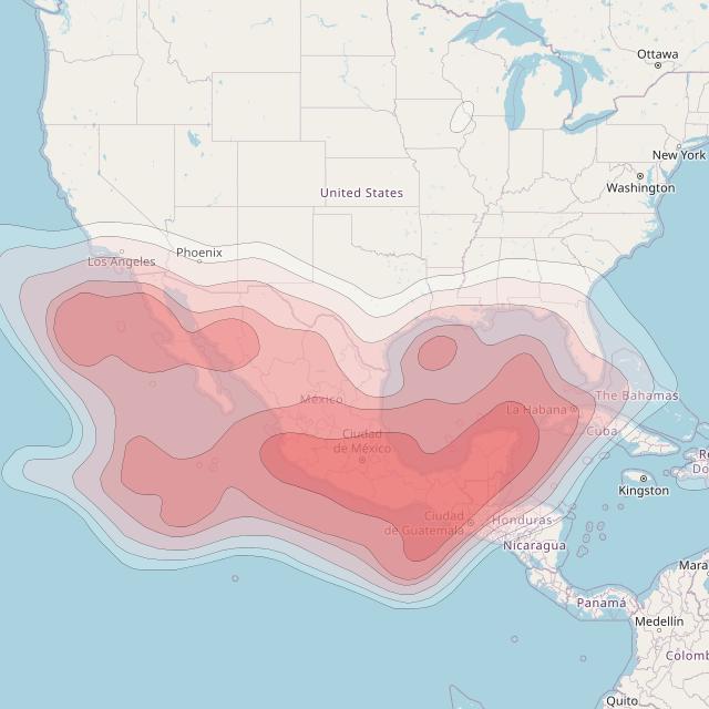 MexSat Bicentenario at 115° W downlink Ku-band FSS beam coverage map