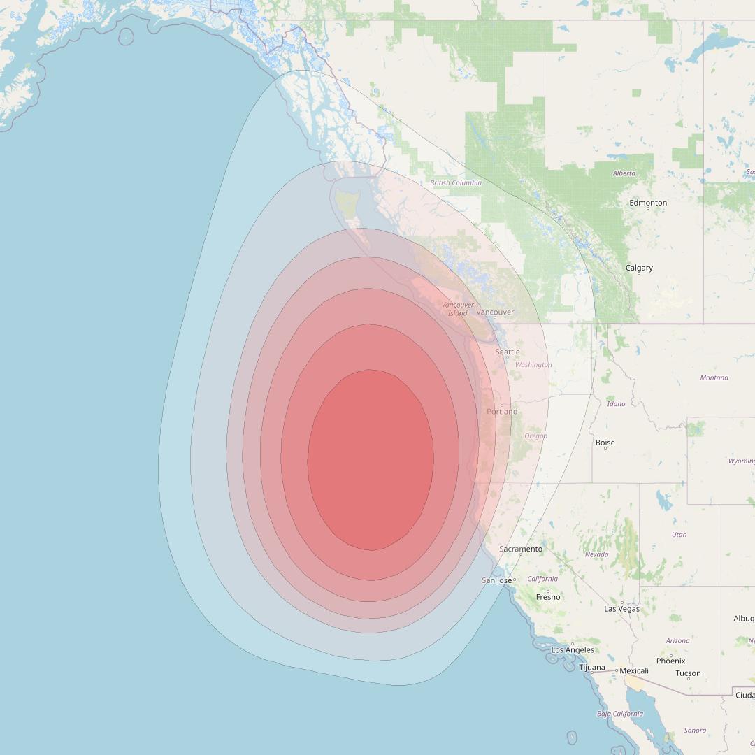 SES 15 at 129° W downlink Ku-band User Spot 40 beam coverage map