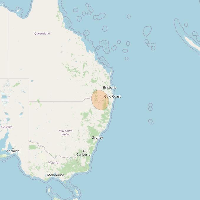 NBN-Co 1A at 140° E downlink Ka-band 24 (Armidale) narrow spot beam coverage map