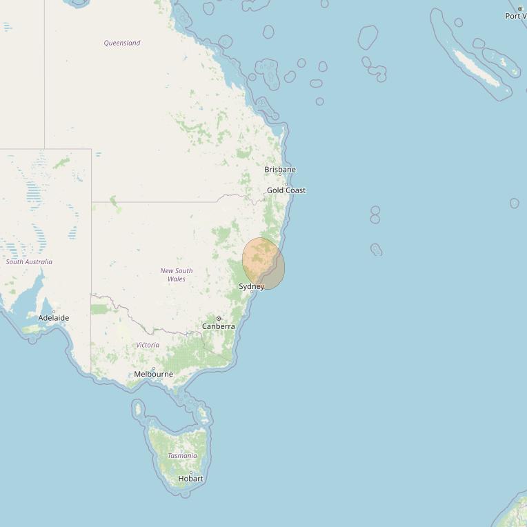 NBN-Co 1A at 140° E downlink Ka-band 34 (Newcastle) narrow spot beam coverage map