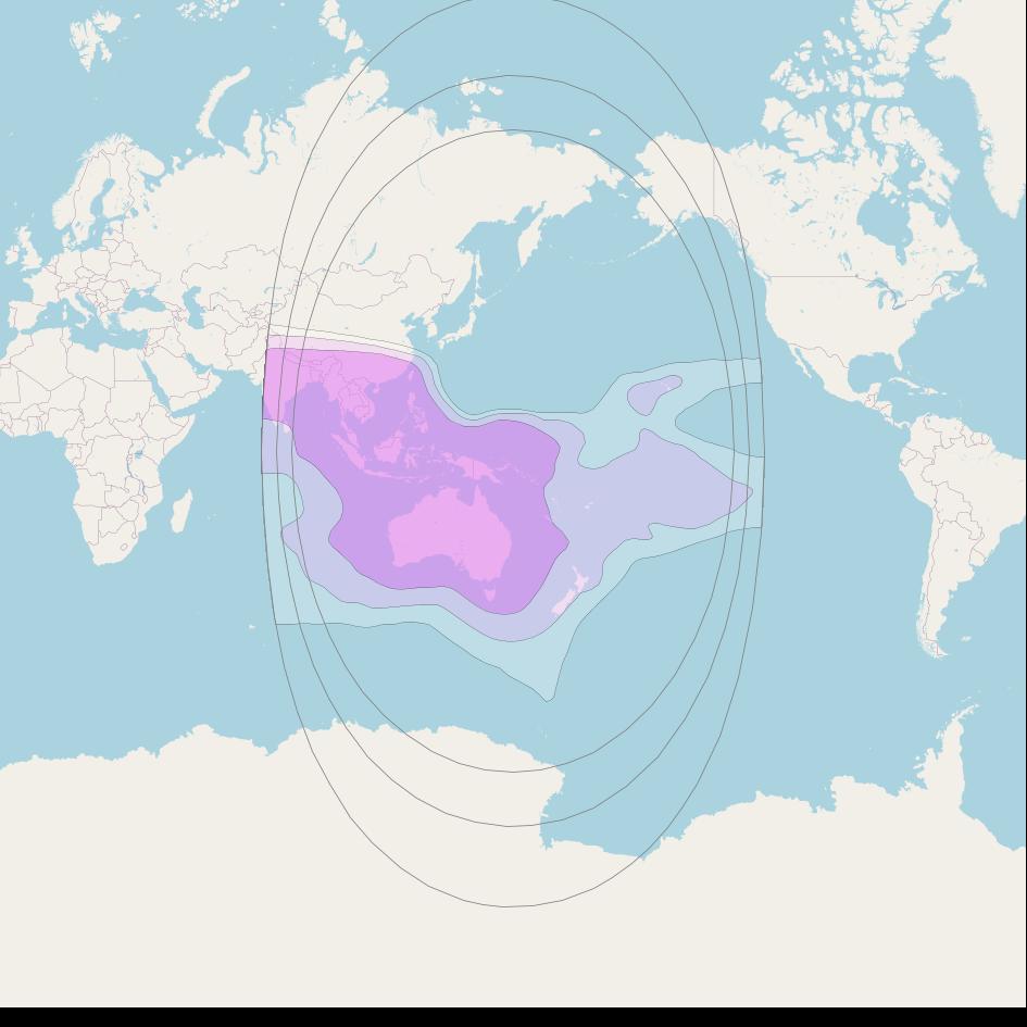 JCSat 2B at 154° E downlink C-band South beam coverage map