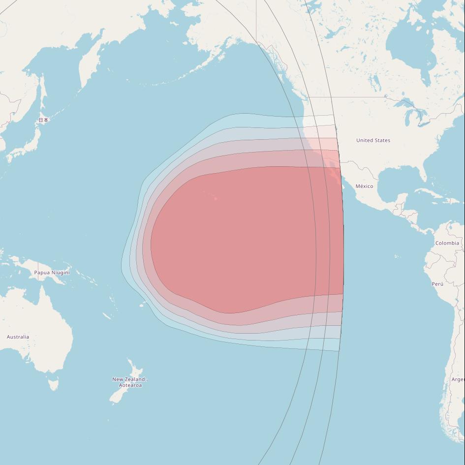 Horizons 3E at 169° E downlink Ku-band Spot P3 beam coverage map