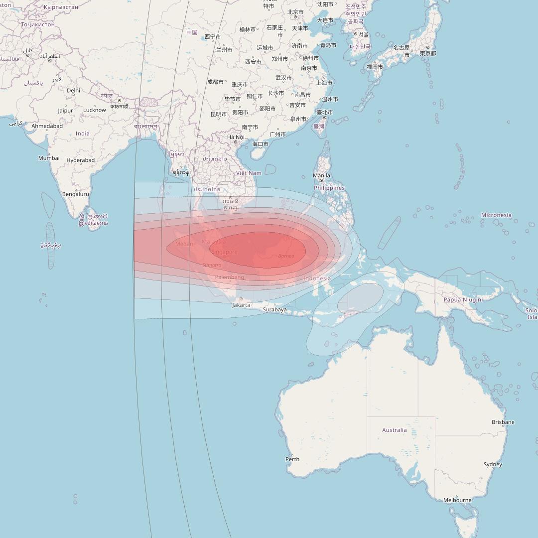 Horizons 3E at 169° E downlink Ku-band T5 Spot beam coverage map