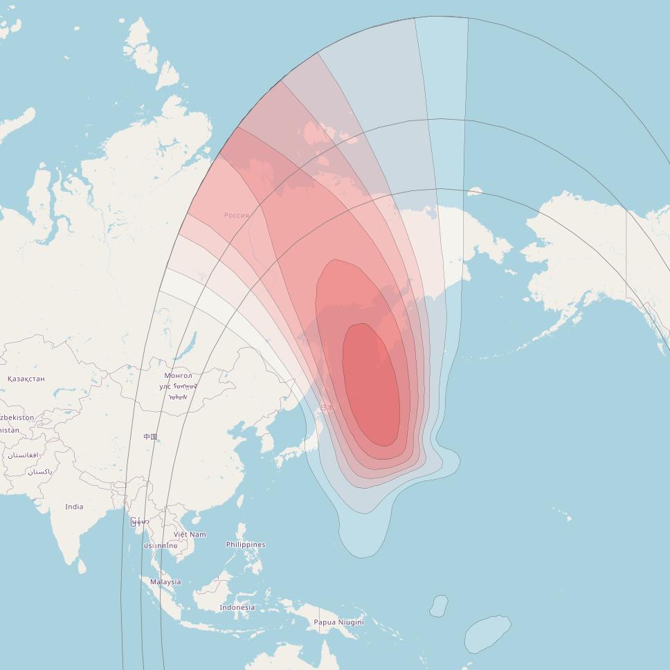 Eutelsat 172B at 172° E downlink Ku-band HTS06 User beam coverage map