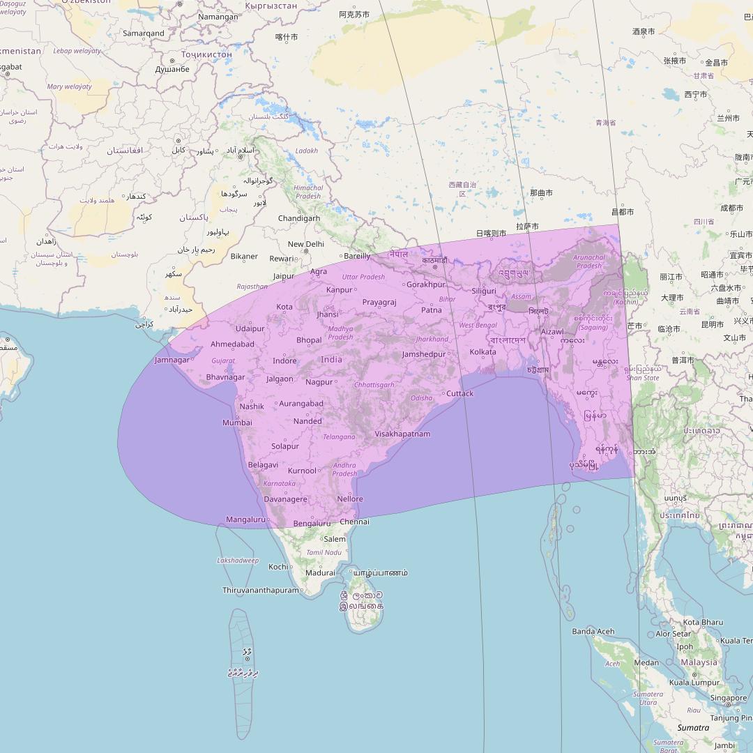 Amos 17 at 17° E downlink C-band Hub 4 beam coverage map