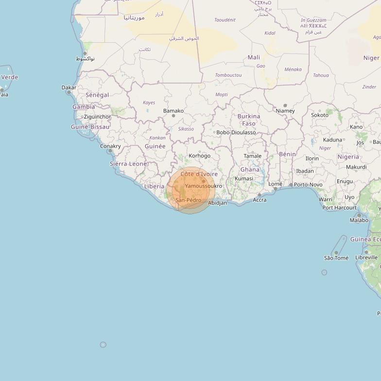 Al Yah 3 at 20° W downlink Ka-band Spot 09 User beam coverage map