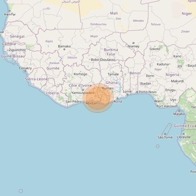 Al Yah 3 at 20° W downlink Ka-band Spot 10 User beam coverage map