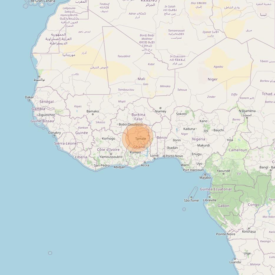 Al Yah 3 at 20° W downlink Ka-band Spot 11 User beam coverage map