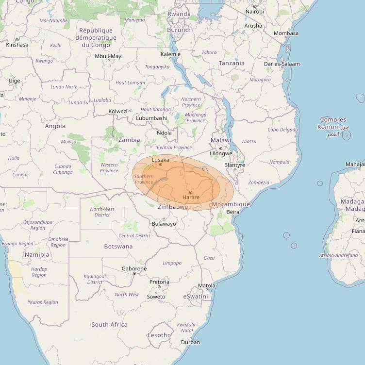 Al Yah 3 at 20° W downlink Ka-band Spot 25 User beam coverage map