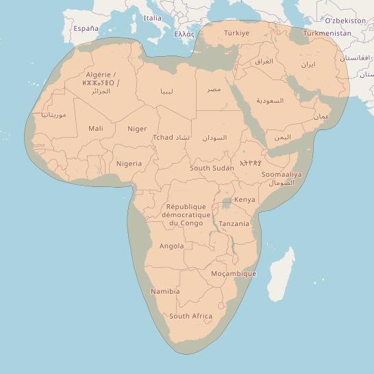 Arabsat 6A at 31° E downlink Ka-band Consolidated Coverage beam coverage map