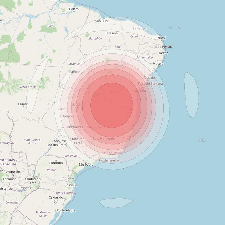 Intelsat 32e at 43° W downlink Ku-band BAVD User Spot beam coverage map