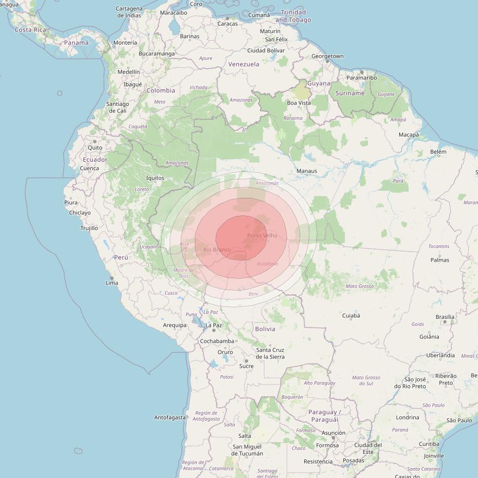 SES 14 at 47° W downlink Ku-band B01 User Spot beam coverage map