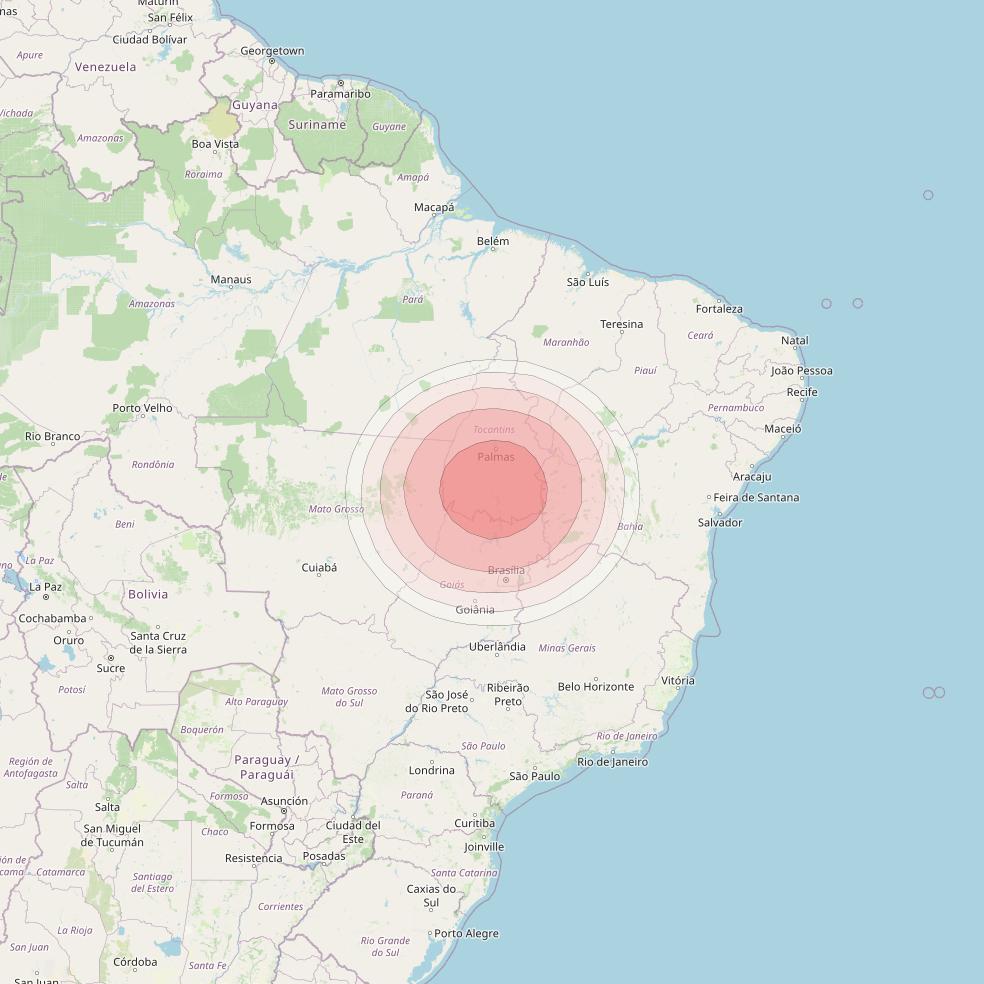 SES 14 at 47° W downlink Ku-band B05 User Spot beam coverage map