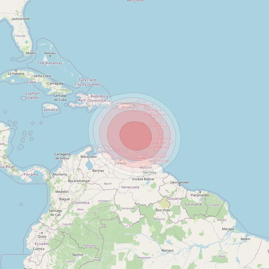 SES 14 at 47° W downlink Ku-band D04 User Spot beam coverage map