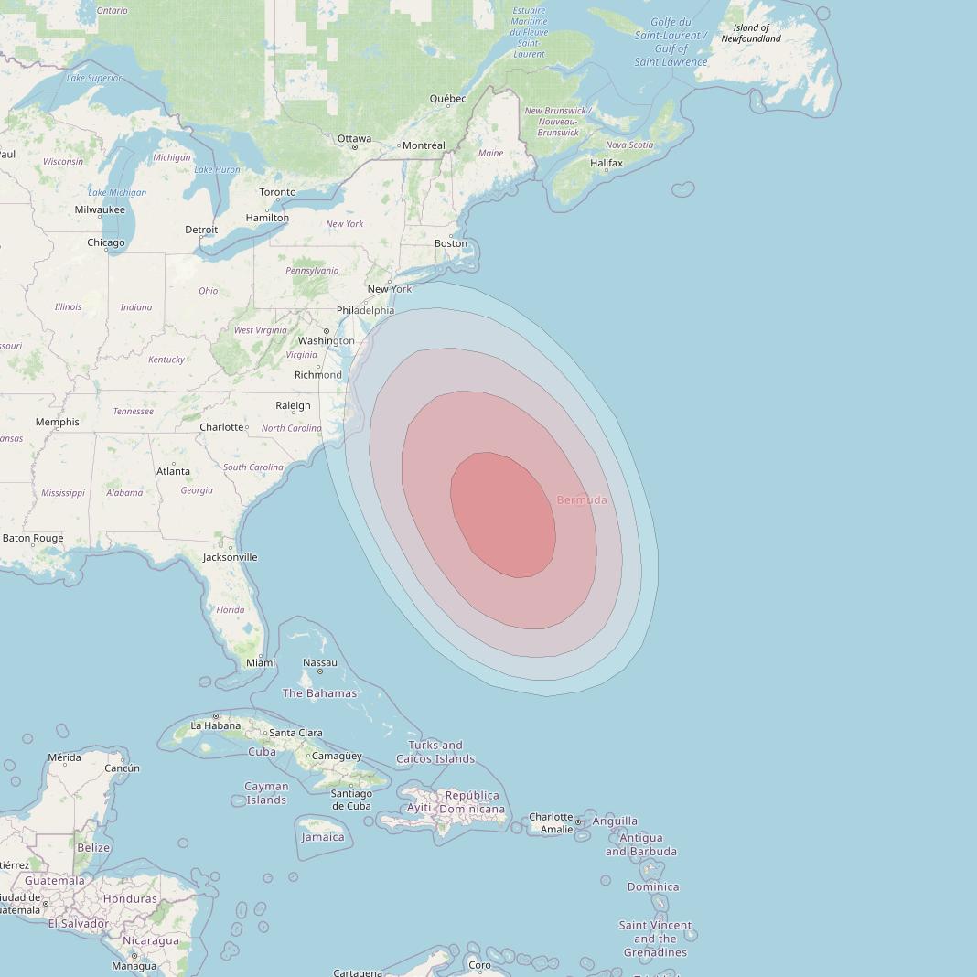 SES 14 at 47° W downlink Ku-band G04 User Spot beam coverage map