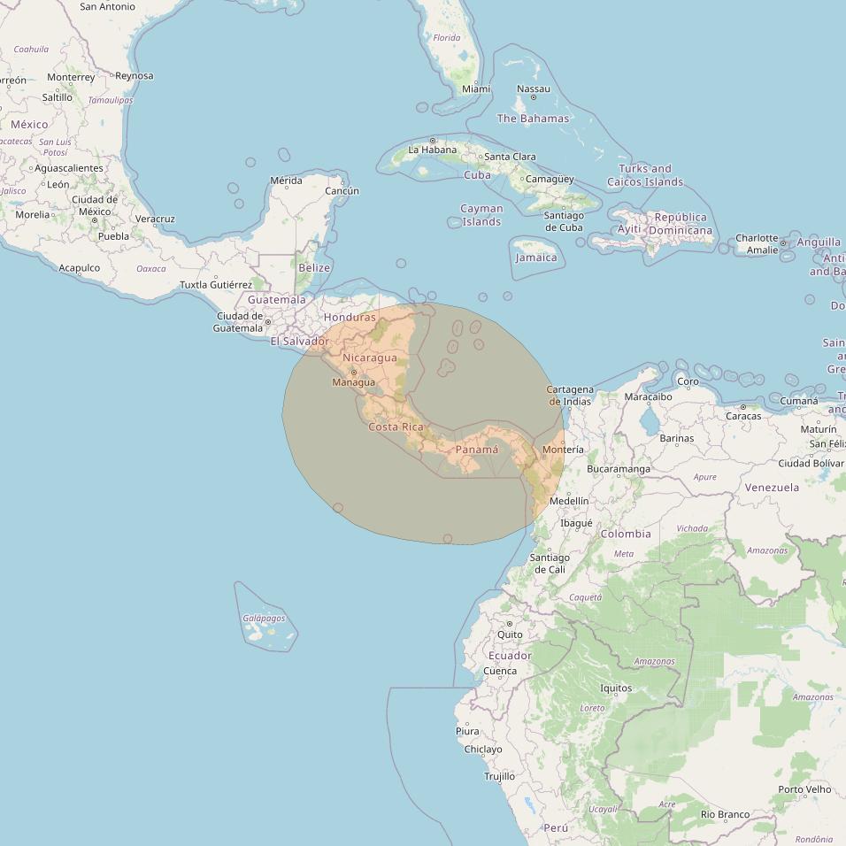 Inmarsat GX2 at 55° W downlink Ka-band S16DL Spot beam coverage map