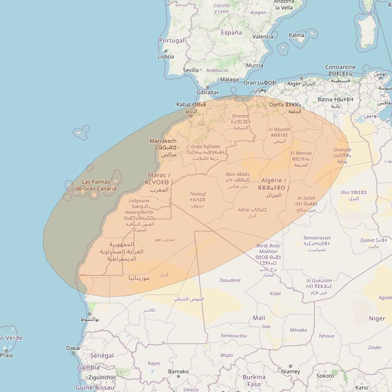 Inmarsat GX2 at 55° W downlink Ka-band S81DL Spot beam coverage map