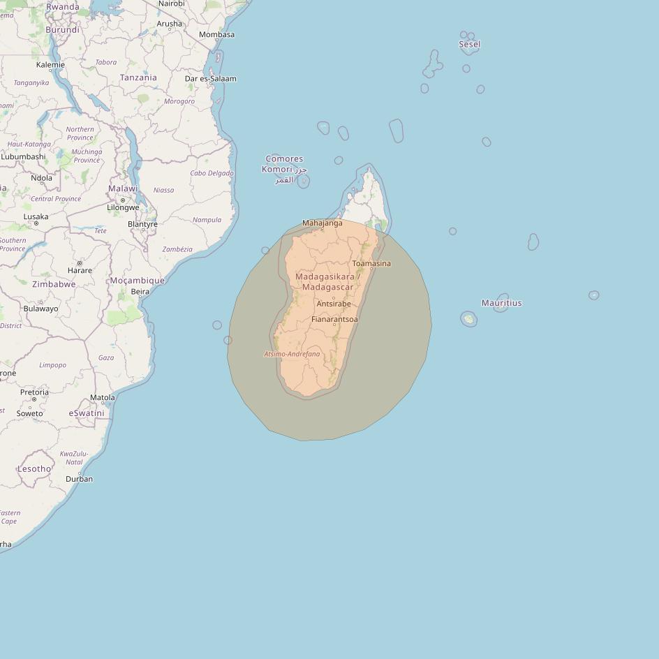 Inmarsat GX4 at 56° E downlink Ka-band S31DL Spot beam coverage map