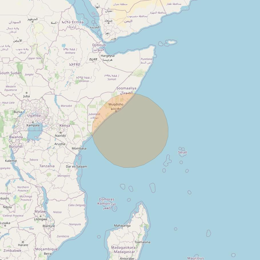 Inmarsat GX4 at 56° E downlink Ka-band S33DL Spot beam coverage map