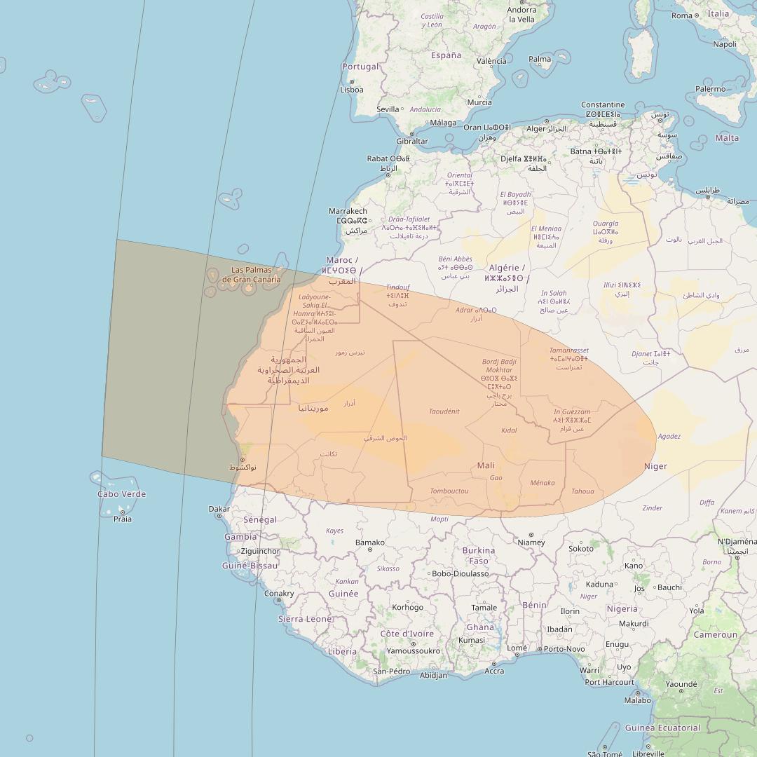 Inmarsat GX4 at 56° E downlink Ka-band S4DL Spot beam coverage map