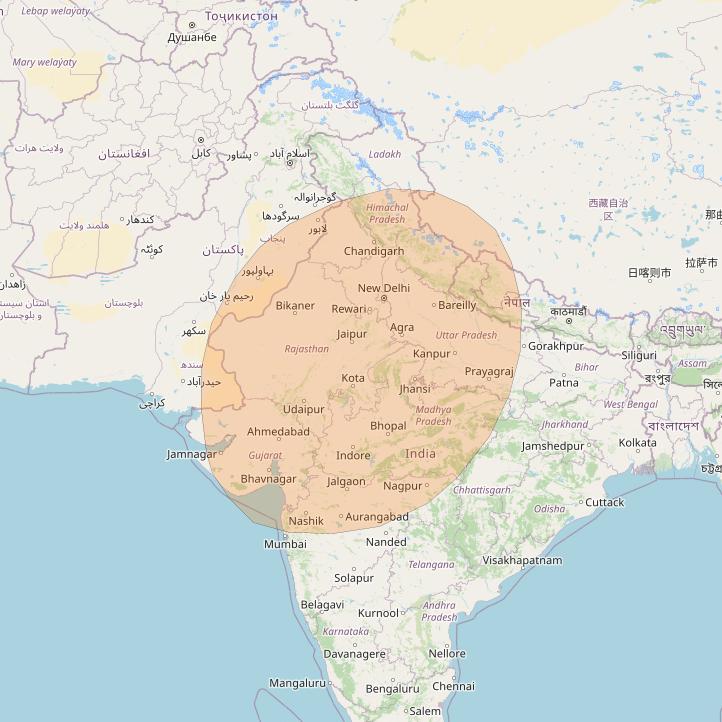 Inmarsat GX4 at 56° E downlink Ka-band S65DL Spot beam coverage map