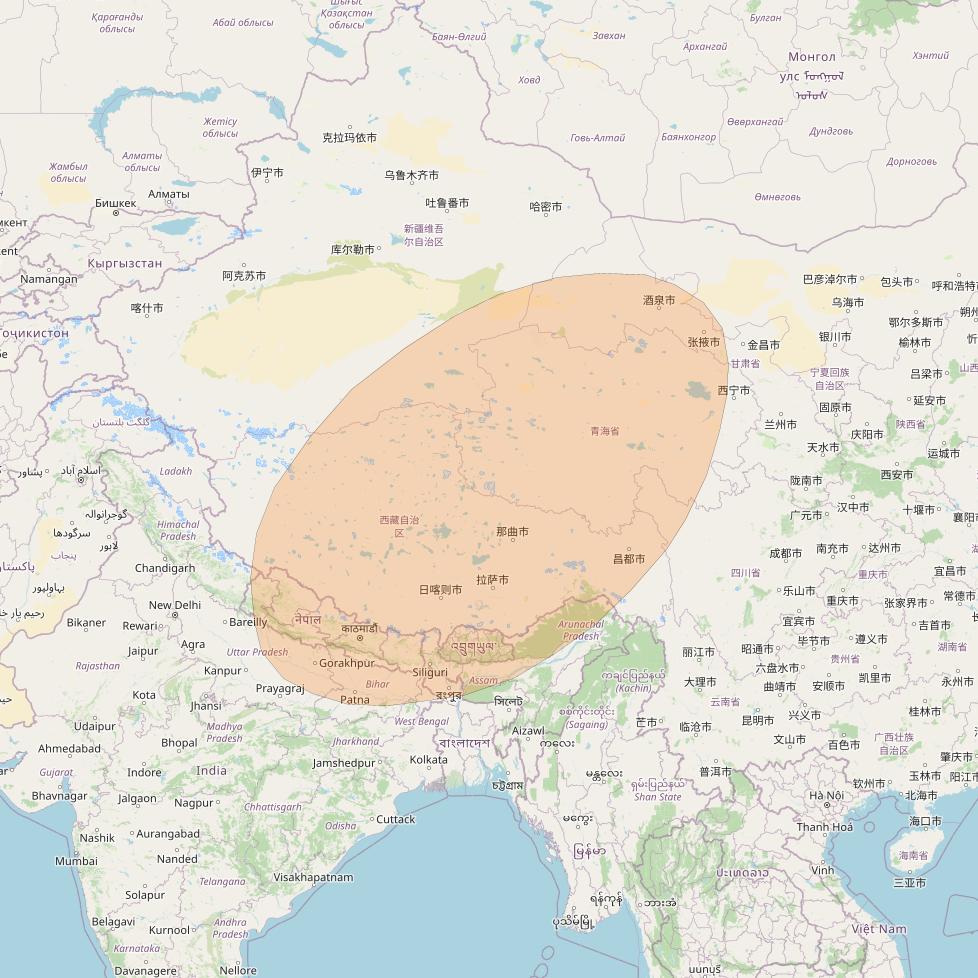 Inmarsat GX4 at 56° E downlink Ka-band S74DL Spot beam coverage map