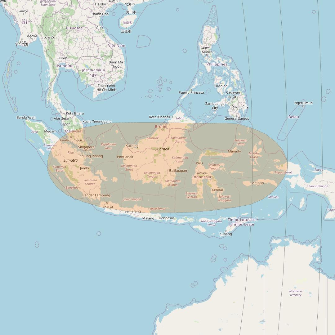 Inmarsat GX4 at 56° E downlink Ka-band S85DL Spot beam coverage map