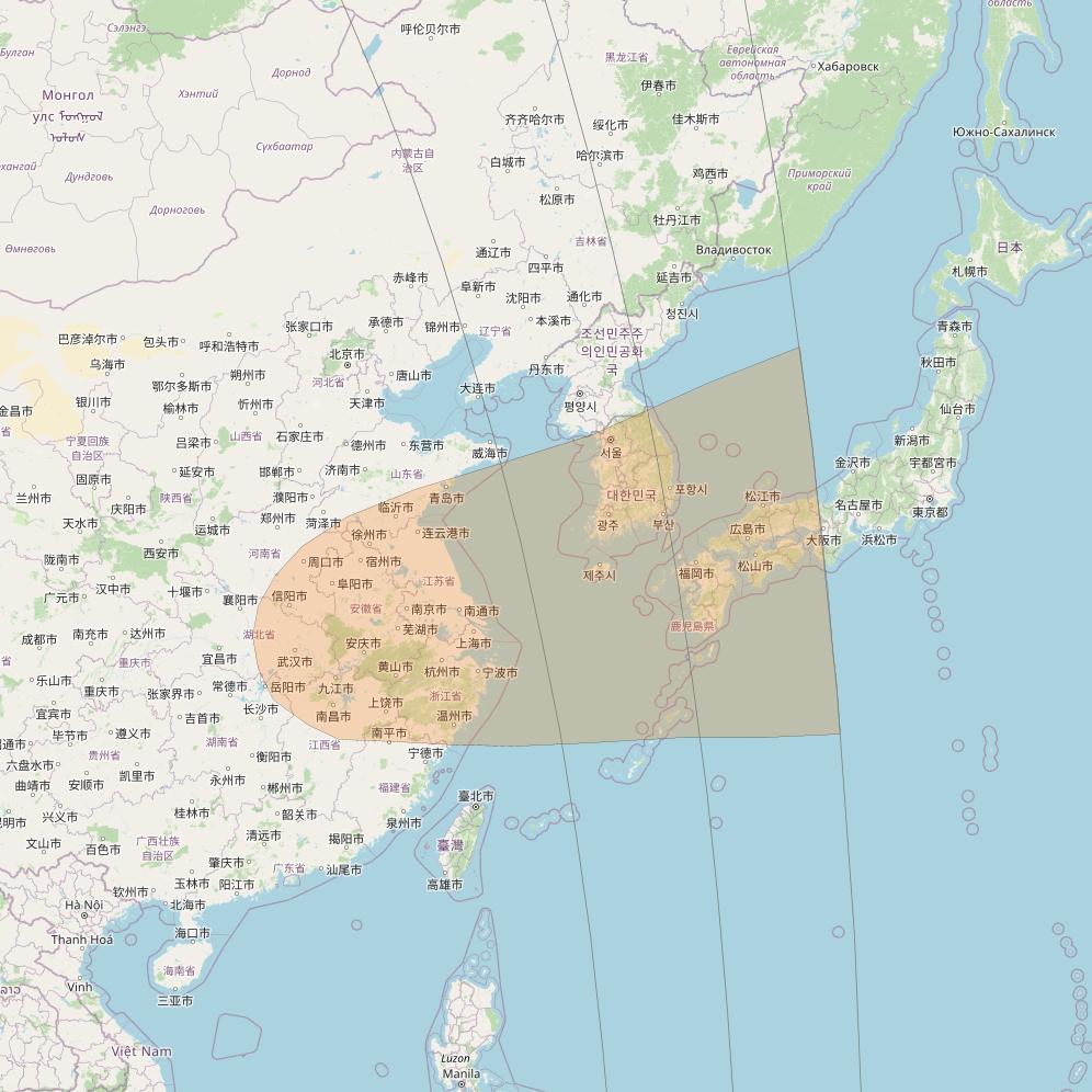 Inmarsat GX4 at 56° E downlink Ka-band S88DL Spot beam coverage map