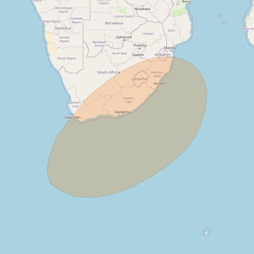 Inmarsat GX1 at 63° E downlink Ka-band S12DL Spot beam coverage map