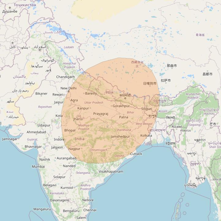 Inmarsat GX1 at 63° E downlink Ka-band S65DL Spot beam coverage map