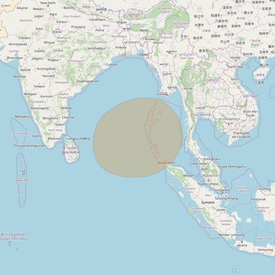 Inmarsat GX1 at 63° E downlink Ka-band S72DL Spot beam coverage map