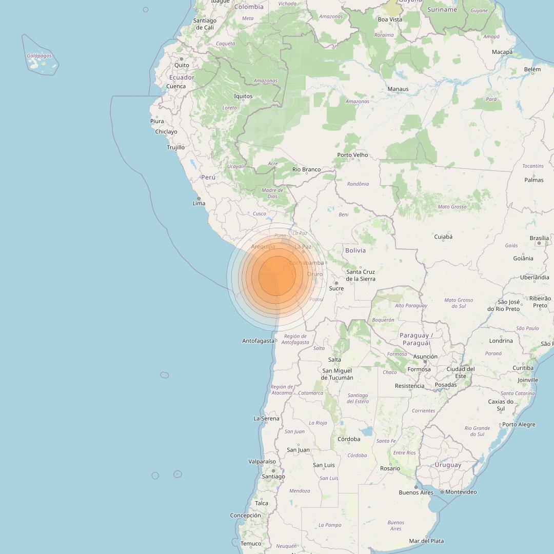 Telstar 19V at 63° W downlink Ka-band A (Chile) Gateway beam coverage map