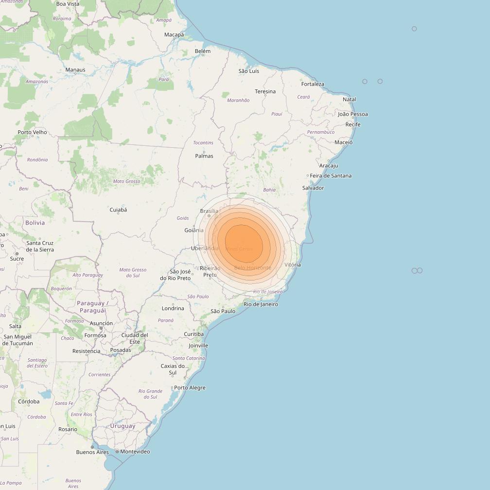 Telstar 19V at 63° W downlink Ka-band TX03 HTS Spot beam coverage map