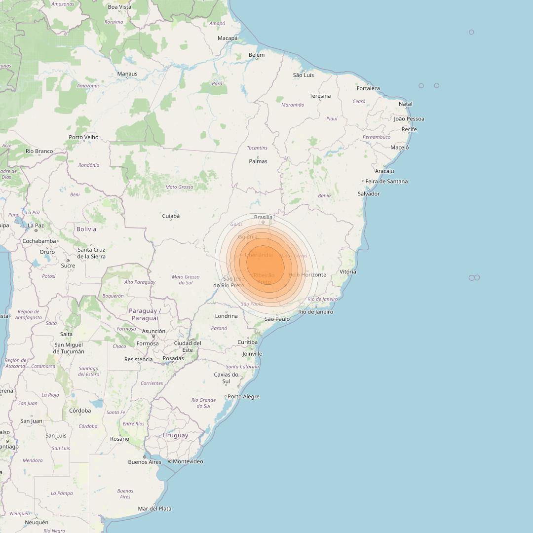 Telstar 19V at 63° W downlink Ka-band TX04 HTS Spot beam coverage map