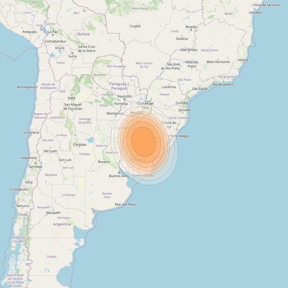 Telstar 19V at 63° W downlink Ka-band TX08 HTS Spot beam coverage map