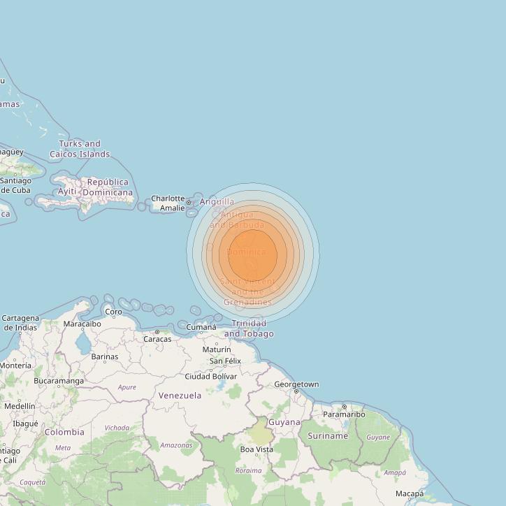 Telstar 19V at 63° W downlink Ka-band TX41 HTS Spot beam coverage map