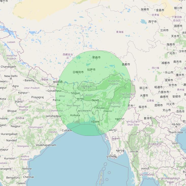 GSAT 6 at 83° E downlink S-band East beam coverage map