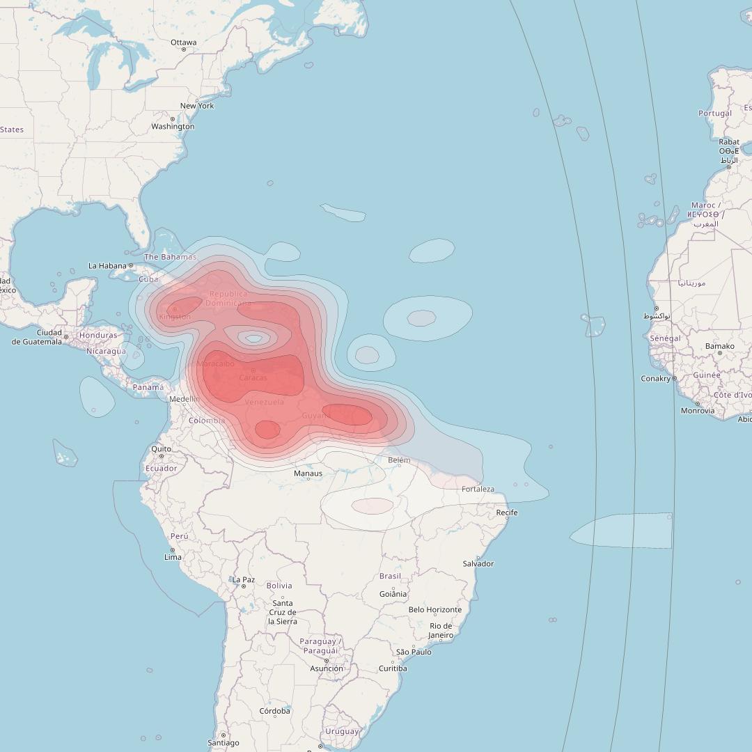 Intelsat 30 at 95° W downlink Ku-band R1L beam coverage map