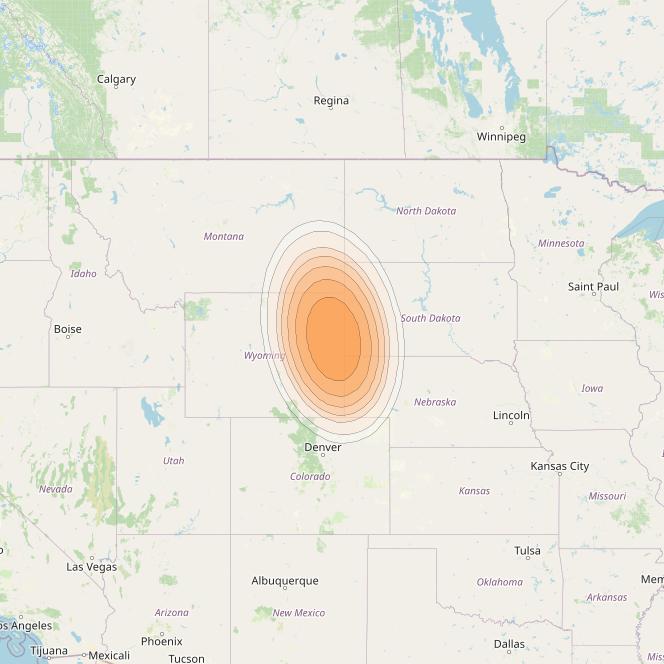 Echostar 19 at 97° W downlink Ka-band U025 User Spot beam coverage map